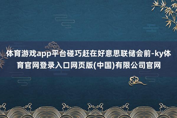 体育游戏app平台碰巧赶在好意思联储会前-ky体育官网登录入口网页版(中国)有限公司官网